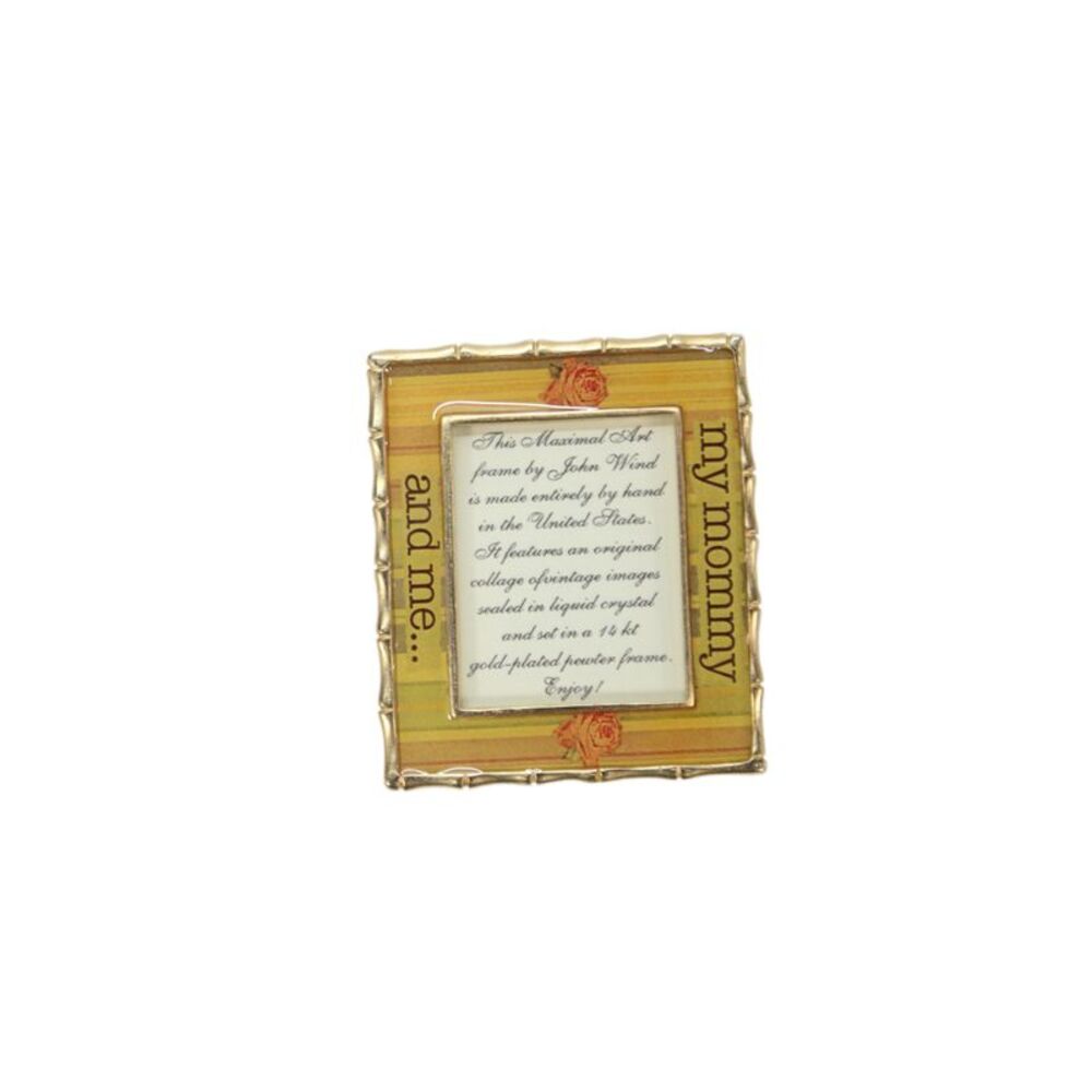 John Wind Gold Plated Bamboo Border Mommy and Me Small Frame 2.5x2.75"
